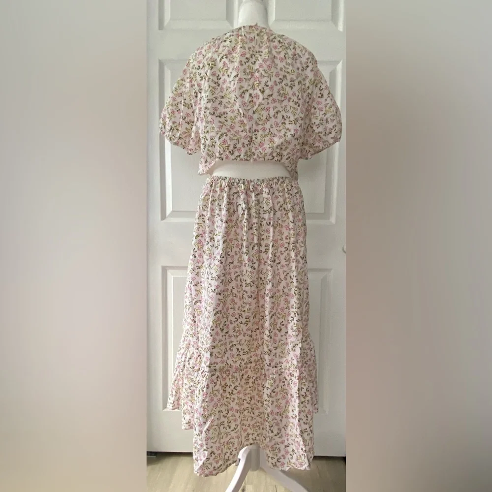 NEW J. Crew Re-Imagined White Meadow Floral Back Cut Out Midi Dress Size 12